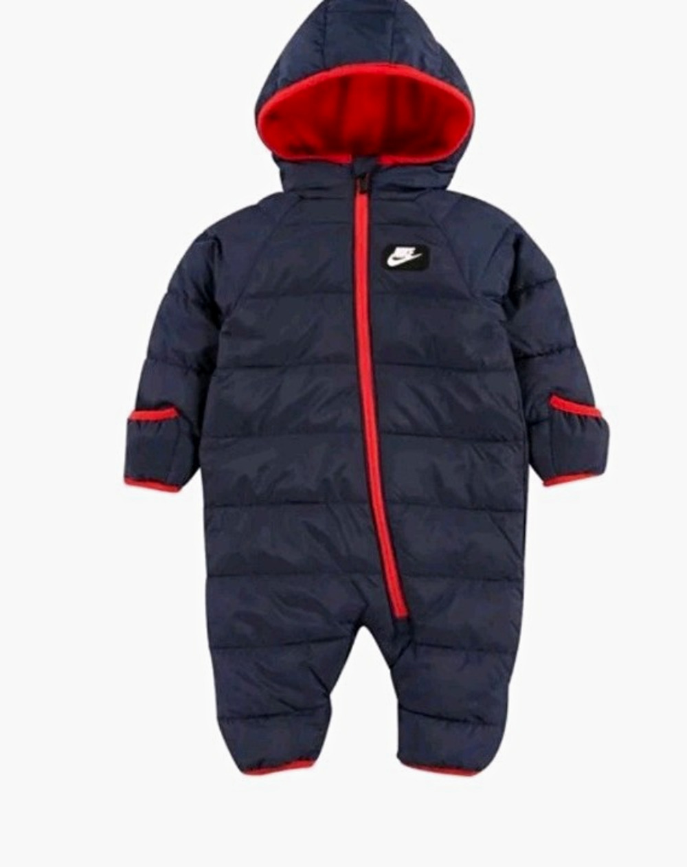 Nike Hooded Insulated Puffer Snowsuit Full Zip Sz 0-3M Blue Red